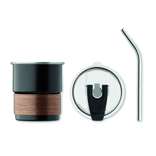 Gobelet simple paroi 260 ml en acier inoxydable recyclé avec manchon en bois d'acacia - BCM Goodies