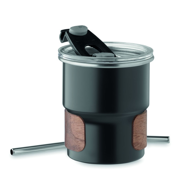 Gobelet simple paroi 260 ml en acier inoxydable recyclé avec manchon en bois d'acacia - BCM Goodies