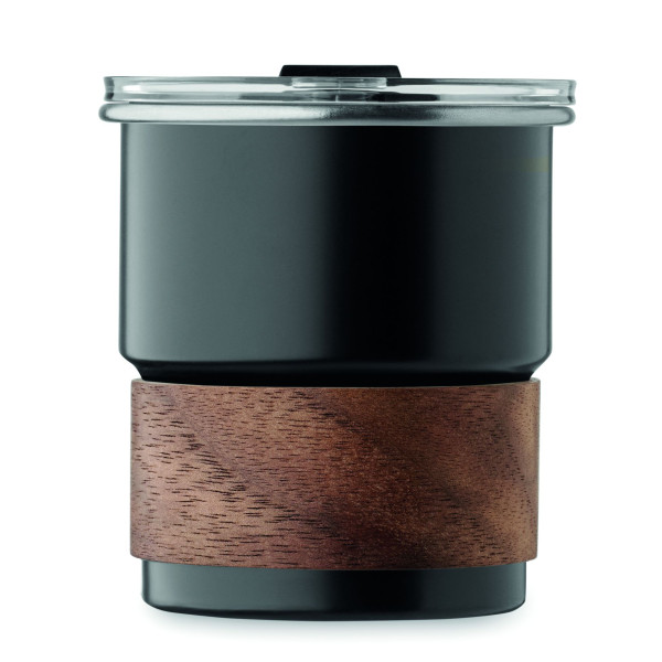 Gobelet simple paroi 260 ml en acier inoxydable recyclé avec manchon en bois d'acacia - BCM Goodies