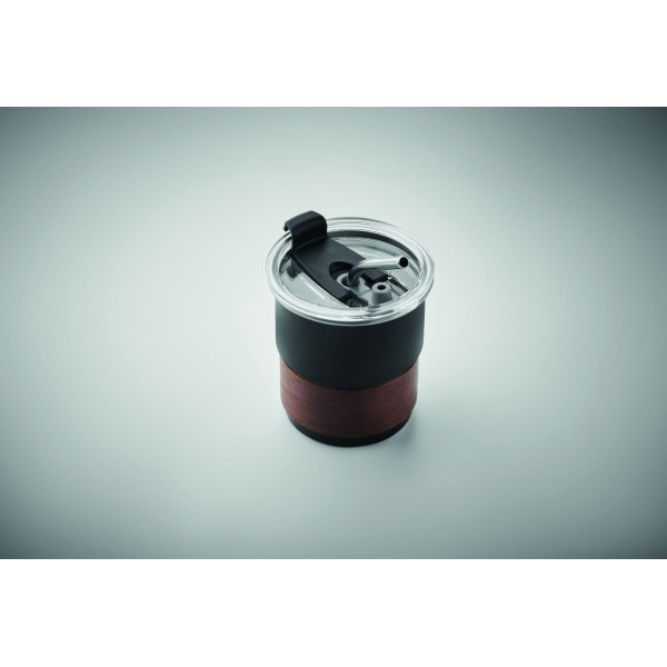 Gobelet simple paroi 260 ml en acier inoxydable recyclé avec manchon en bois d'acacia - BCM Goodies