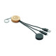 Porte-clés câble 4 en 1 60W BULE en bambou pour entreprises B2B - BCM Goodies
