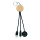 Porte-clés câble 4 en 1 60W BULE en bambou pour entreprises B2B - BCM Goodies