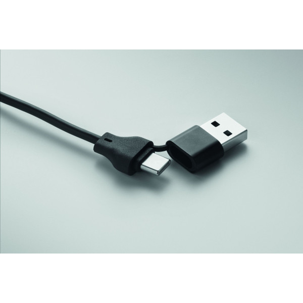 Porte-clés câble 4 en 1 60W BULE en bambou pour entreprises B2B - BCM Goodies