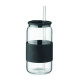 Gobelet en verre 550ml BOROSIP avec couvercle et poignée en silicone
