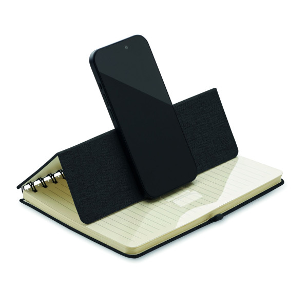 Carnet A5 personnalisable avec support de téléphone - Cahier STRATA | BCM Goodies