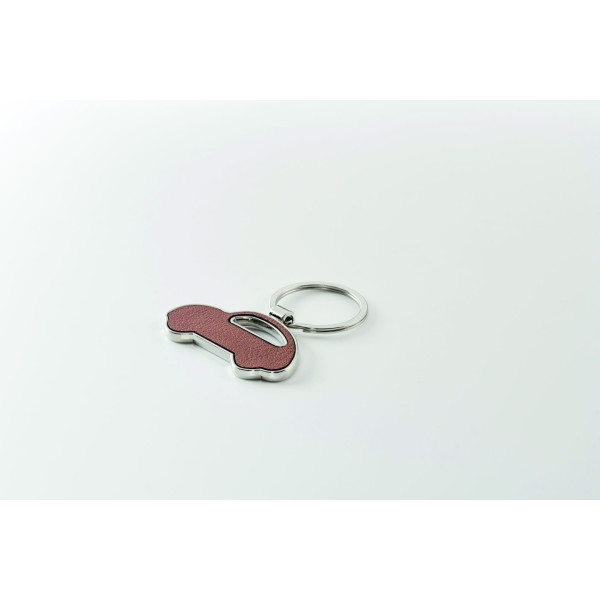 Porte-clés en forme de voiture LAR personnalisable en métal avec incrustation en cuir PU recyclé - BCM Goodies