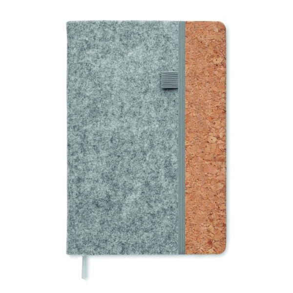 Carnet A5 en liège RPET CORKBOOK - Carnet écologique avec couverture en feutre RPET et liège