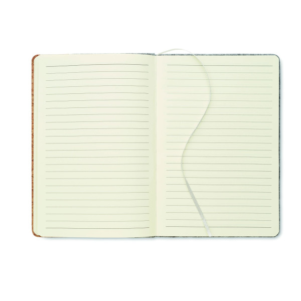 Carnet A5 en liège RPET CORKBOOK - Carnet écologique avec couverture en feutre RPET et liège