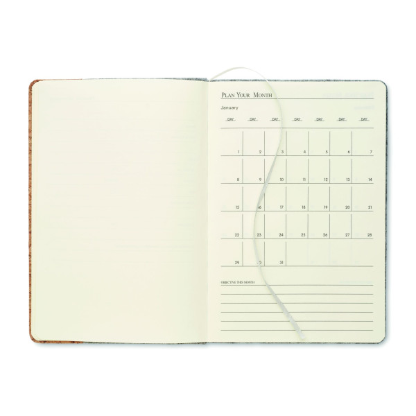 Carnet A5 en liège RPET CORKBOOK - Carnet écologique avec couverture en feutre RPET et liège