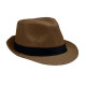 Chapeau de paille avec bande de polyester noir - Accessoire pour événements B2B et cadeaux d'entreprise