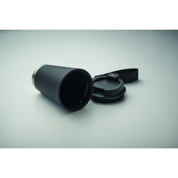 Gobelet double paroi 300 ml TOPIZ en PP recyclé avec détails en acier inoxydable - BCM Goodies
