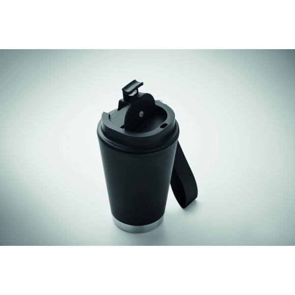 Gobelet double paroi 300 ml TOPIZ en PP recyclé avec détails en acier inoxydable - BCM Goodies