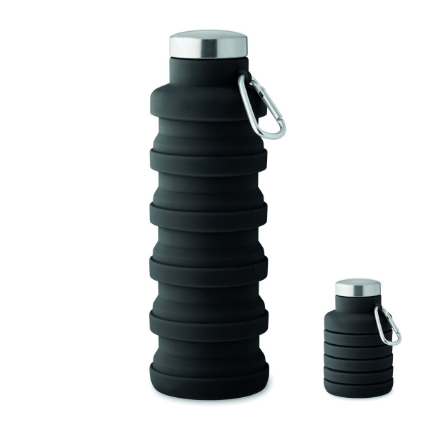 Bouteille pliable 500ml KOLAPSI en silicone avec couvercle en acier inoxydable - Personnalisable avec logo - Idéal pour le sport