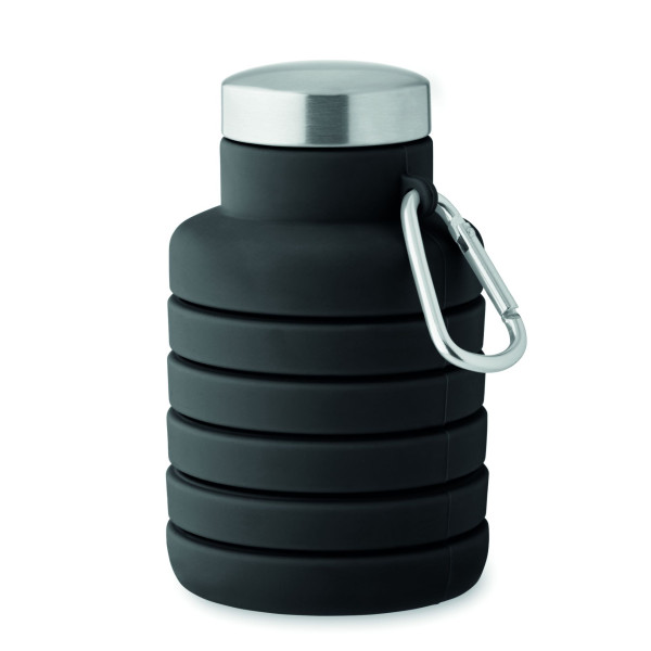 Bouteille pliable 500ml KOLAPSI en silicone avec couvercle en acier inoxydable - Personnalisable avec logo - Idéal pour le sport
