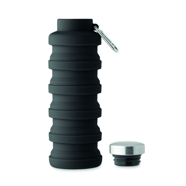 Bouteille pliable 500ml KOLAPSI en silicone avec couvercle en acier inoxydable - Personnalisable avec logo - Idéal pour le sport