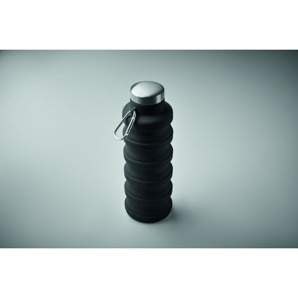 Bouteille pliable 500ml KOLAPSI en silicone avec couvercle en acier inoxydable - Personnalisable avec logo - Idéal pour le sport