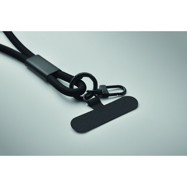 Cordon de charge et de transfert de données de 60W en RPET avec porte-cordon de téléphone et porte clés - BCM Goodies