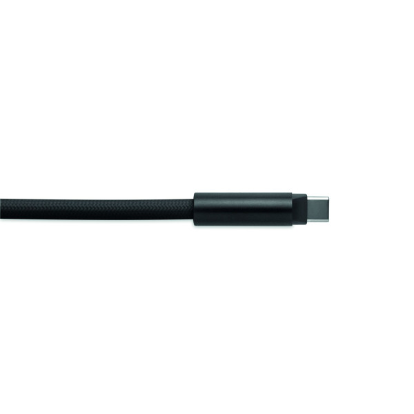 Cordon de charge et de transfert de données de 60W en RPET avec porte-cordon de téléphone et porte clés - BCM Goodies