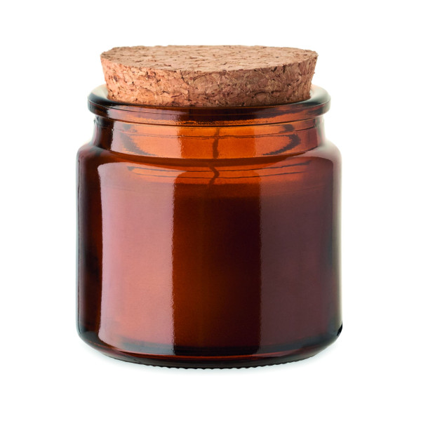 Bougie en cire végétale parfumée à la vanille - Support en verre et couvercle en liège - 70 gr - Durée de combustion 12h