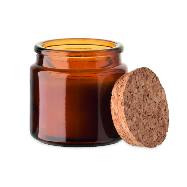 Bougie en cire végétale parfumée à la vanille - Support en verre et couvercle en liège - 70 gr - Durée de combustion 12h