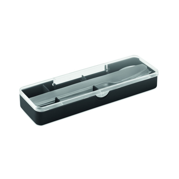 Set de couverts en acier inoxydable avec étui en PP - Accessoire idéal pour entreprise et cadeaux clients