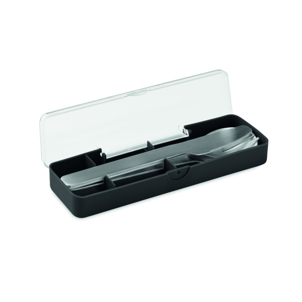 Set de couverts en acier inoxydable avec étui en PP - Accessoire idéal pour entreprise et cadeaux clients