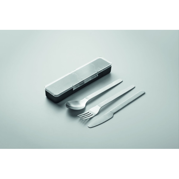 Set de couverts en acier inoxydable avec étui en PP - Accessoire idéal pour entreprise et cadeaux clients