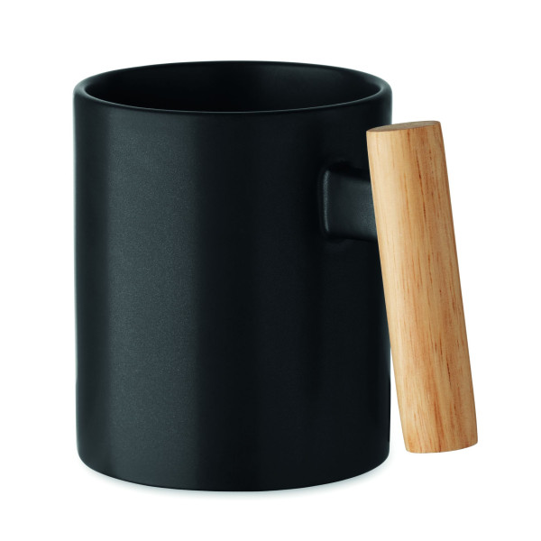 Mug en céramique avec poignée en bois - 320 ml - Personnalisable - Objet publicitaire pour entreprise