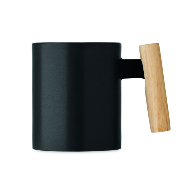 Mug en céramique avec poignée en bois - 320 ml - Personnalisable - Objet publicitaire pour entreprise
