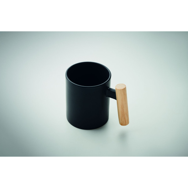 Mug en céramique avec poignée en bois - 320 ml - Personnalisable - Objet publicitaire pour entreprise