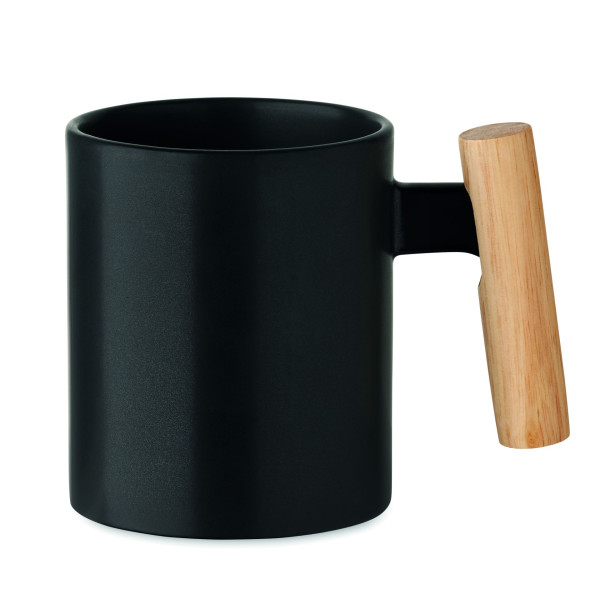 Mug en céramique avec poignée en bois - 320 ml - Personnalisable - Objet publicitaire pour entreprise