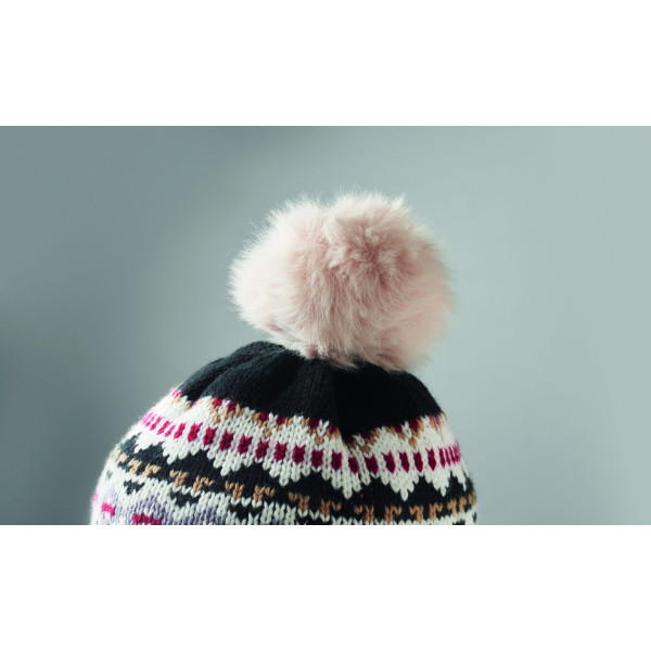 Bonnet tricoté avec oreillettes et pompon en fibre acrylique - Personnalisable avec logo - BCM Goodies