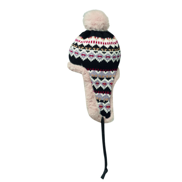 Bonnet tricoté avec oreillettes et pompon en fibre acrylique - Personnalisable avec logo - BCM Goodies