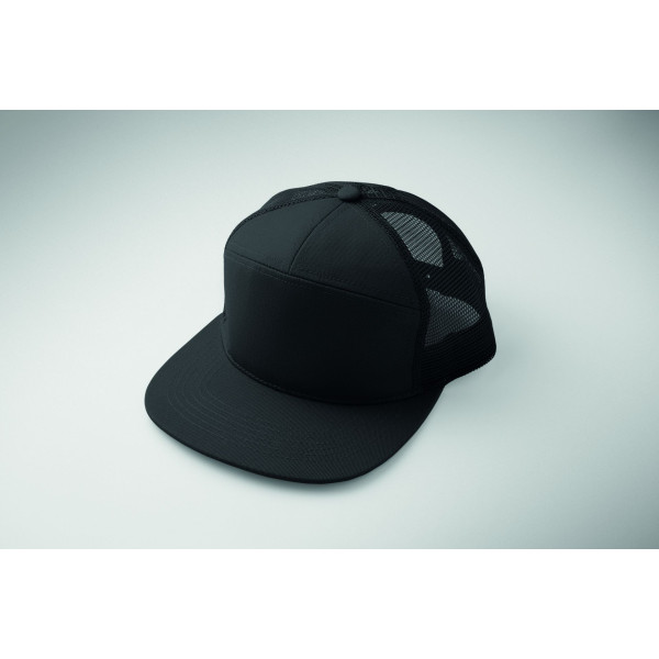 Casquette à visière plate en sergé de coton avec maille en polyester - Personnalisation avec votre logo