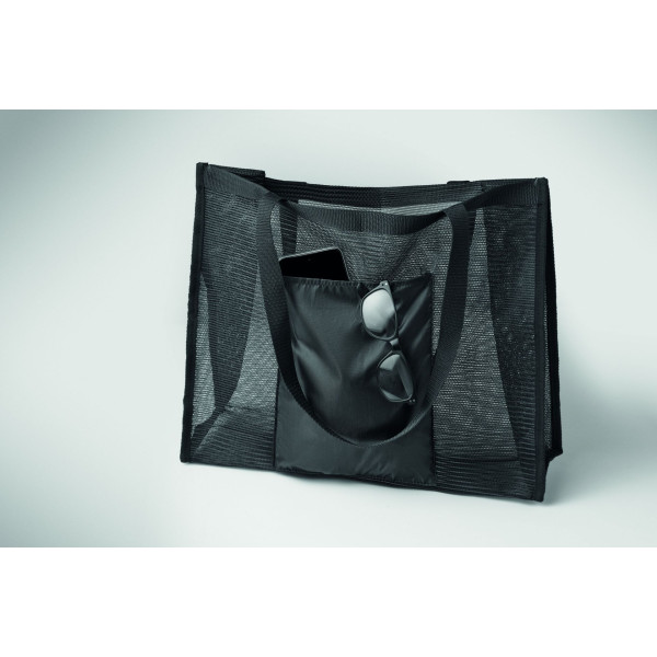 Sac shopping en maille RPET et 210D RPET avec poignées courtes - BCM Goodies