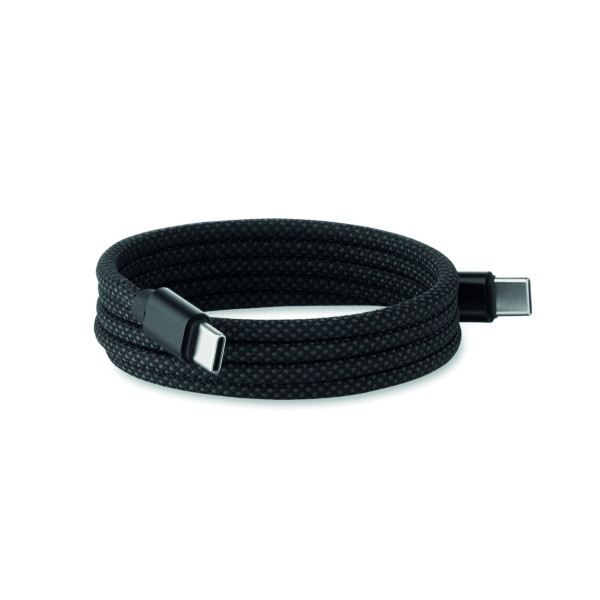 Câble magnétique tressé Type C 1m - Charge rapide 60W - RPET certifié GRS - Aluminium - Personnalisable