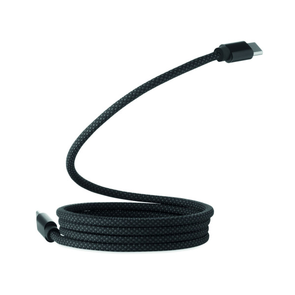 Câble magnétique tressé Type C 1m - Charge rapide 60W - RPET certifié GRS - Aluminium - Personnalisable