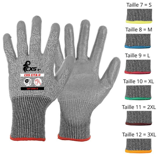 Gants de travail CXS de la gamme Cita II - Protection anticoupure de niveau D - BCM Goodies