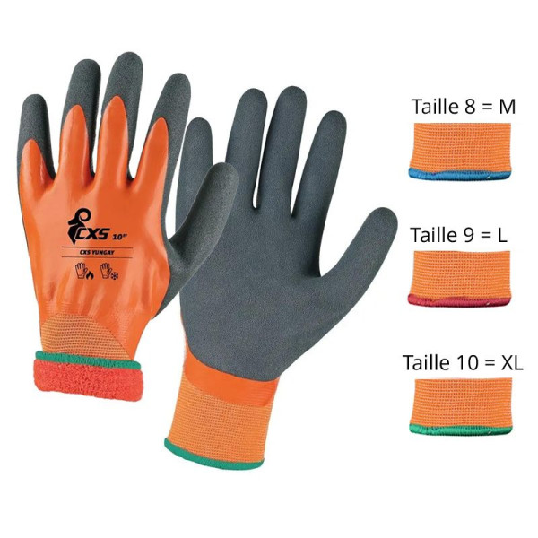 Gants de travail hiver CXS Yungay Winter - Résistance jusqu'à 100°C, adhérence antidérapante