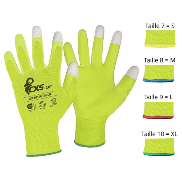 Gants de travail CXS de la gamme Brita Touch pour travaux légers en milieu sec