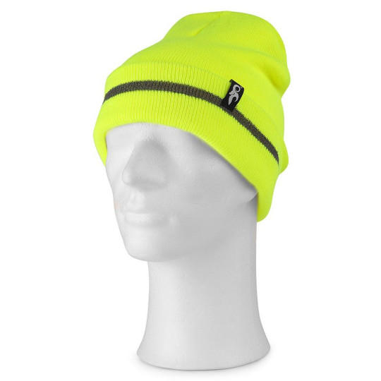 Bonnet tricot unisexe CXS à revers avec bande réfléchissante imprimée et couleur fluorescente - BCM Goodies