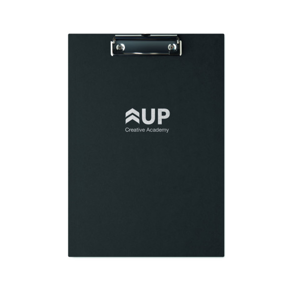 Porte-bloc à pince A4 en carton avec couverture en papier et clip en fer argenté - BCM Goodies