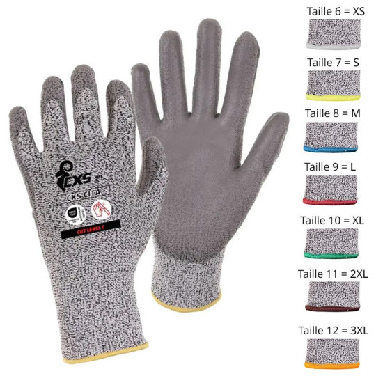 Gants de travail CXS Cita - Résistants à l'abrasion et à la coupure - Polyuréthane - Antidérapants - Catégorie 2 - Certifié