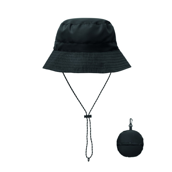 Le chapeau de pêcheur déperlant en polyester avec pochette en tissu - Accessoire publicitaire pratique pour événements et cadeau