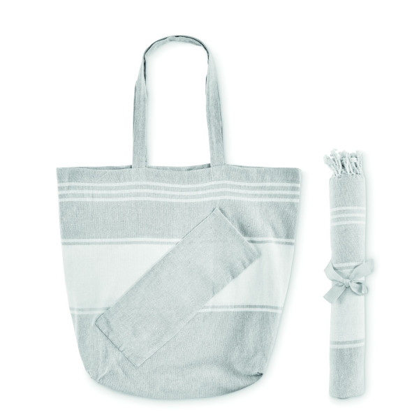 Set de serviette de plage ou hammam avec sac de plage 70% coton et 30% polyester 180 gr/m² - BCM Goodies