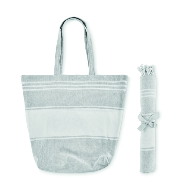Set de serviette de plage ou hammam avec sac de plage 70% coton et 30% polyester 180 gr/m² - BCM Goodies