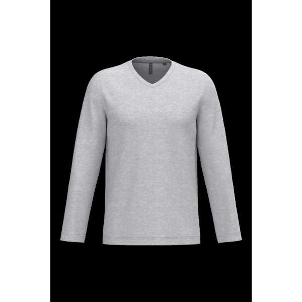 T-shirt col V manches longues homme personnalisé pour communication d’entreprise – 100% coton – BCM Goodies