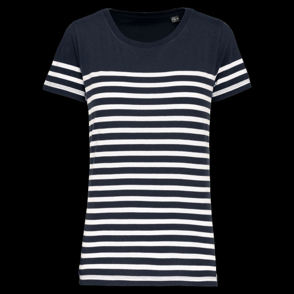 T-shirt marin col rond Bio femme personnalisable – Textile promotionnel B2B pour communication d’entreprise