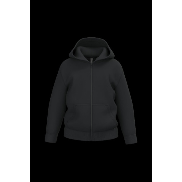 Sweat-shirt zippé à capuche enfant personnalisé – coton et polyester recyclé – support communication textile B2B