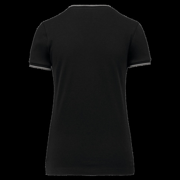 T-shirt maille piquée col V femme personnalisé – Textile d’entreprise pour communication B2B